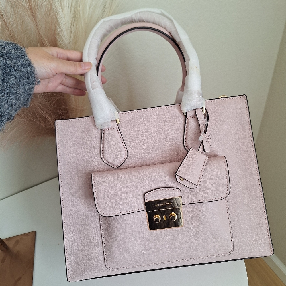 NWT Michael Kors Bridgette Medium Tote Blossom Leather Satchel Crossbody Bag